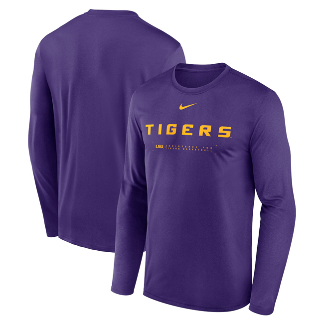 Men's LSU Tigers Purple 2025 Courtside Basketball Shootaround Legend Dri-FIT Long Sleeve T-Shirt